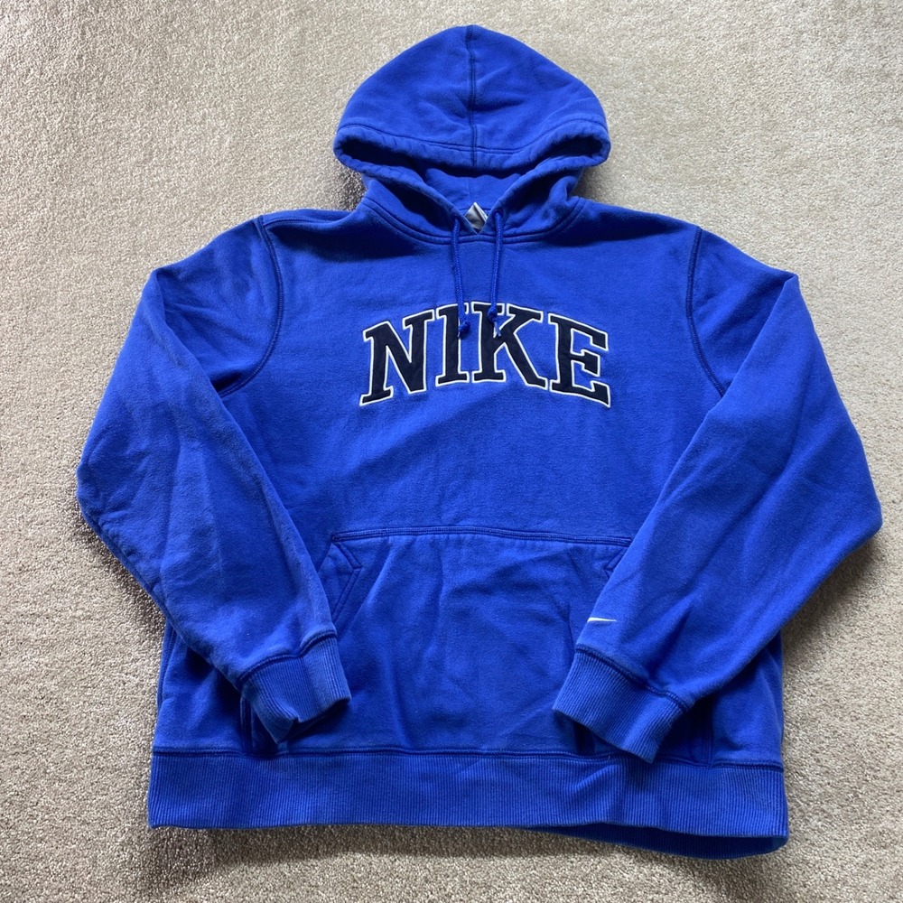 Nike Sweater Mens Large Blue Hoodie Athletic Logo Long Sleeve‎ Pullover